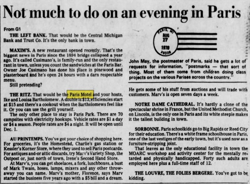 Paris Motel - Sept 1978 Article (newer photo)